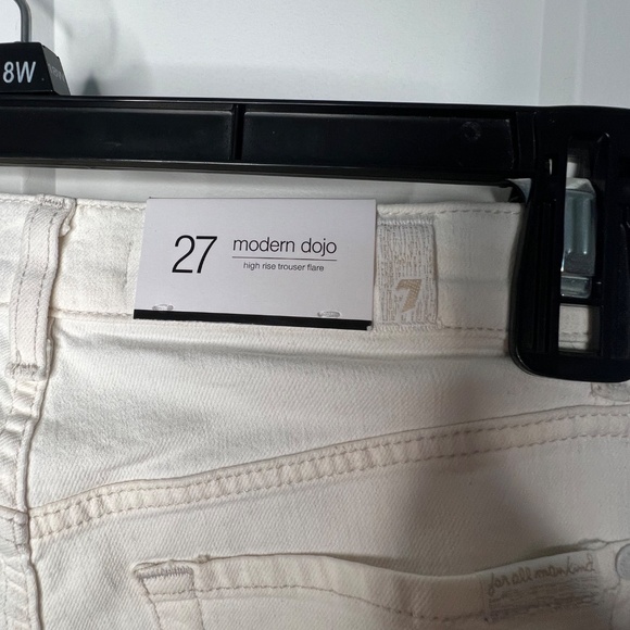 7 For All Mankind Modern Dojo Flare White Linen Blend Jeans Women's Size 27 NWT - Picture 4 of 7
